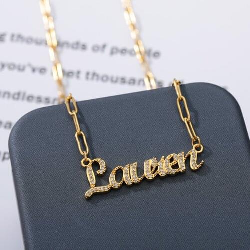 Customized Name Necklace For women Personalized Cubic Zirconia Letter Gold Choker Fashion Stainless Steel Chains Birthday Gift