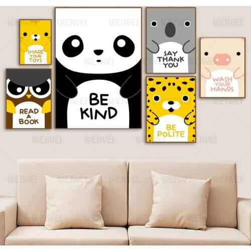 Panda Koala Pig Wall Art Canvas Painting Nordic Posters and Print Animal Wall Picture Kids Baby Room Nursery Home Decor Weiwei