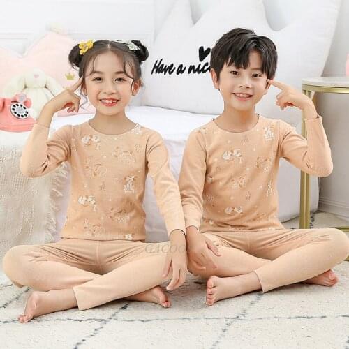 Boys Girls Pajamas Set 37° Constant Temperature Thermal Underwear Children Autumn Winter Kids Velvet Pyjamas For 4 6 8 12 Years