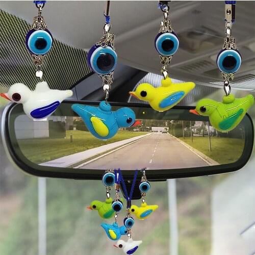 2021 New Evil Eye Bead Car Rear View Mirror Pendant Handmade Glass Stylish Auto Hanger Decoration Accessories Interior Ornaments