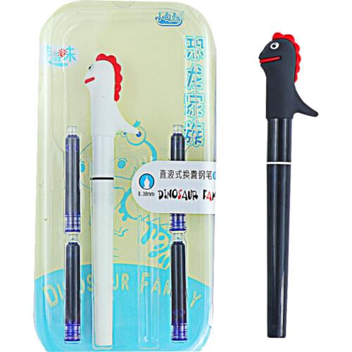 Cute Dinosaur Family Fountain Pen Little White Dot FP995 2 Pack Children Student School Learning Writing Stationery Ink Pen