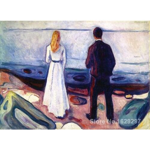 Modern painting for kitchen Two Human Beings (The Lonely Ones) Edvard Munch High quality Hand painted