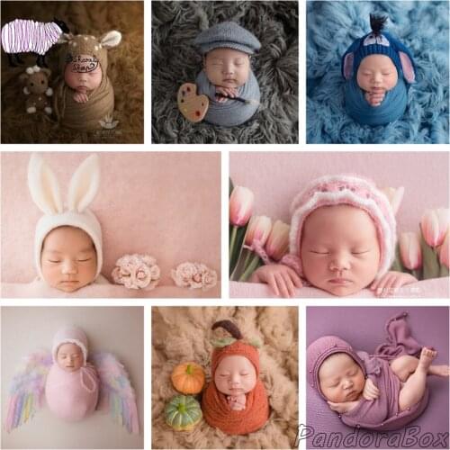 Newborn Photography Theme Props Sets Baby Boy Girl Photo Shoot Basket Blanket Wrap Hat Backdrop Outfits Whole Set foto Shooting