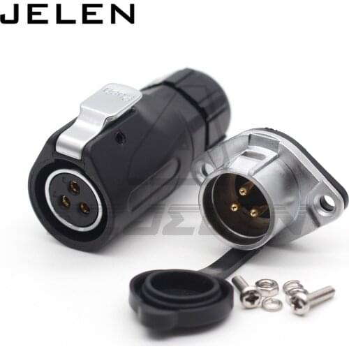 XHE20, IP67 3pin Waterproof connector, Panel mount power cable connector male(socket) and female(plug) 3 pin connector