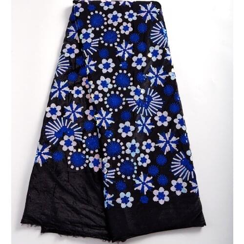 Zhenguiru High Quality Velvet Fabric Sequined African Lace Fabric 2021 Flower Embroidered Nigerian Wedding For Women Dress A2396