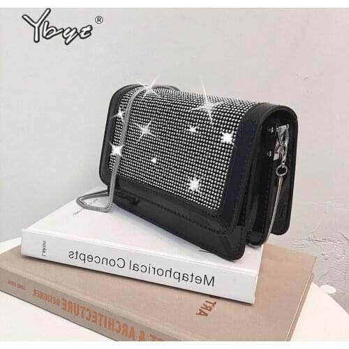 YBYT fashion diamonds flap shoulder bags for women 2020 Patent Leather women designer handbags purses chain female crossbody bag