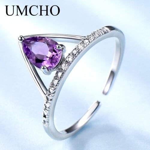 UMCHO Natural Amethyst Colorful Gemstone Rings Rivets Desige Silver Jewelry 925 Sterling Silver Rings For Women Birthday Gifts