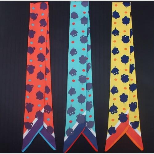 Classic Design Colorful Unique New Arrival Lady Silk Lengthen riband Bag Scarf Long Ribbon Hair Bandeaus Choker Neck Decoration