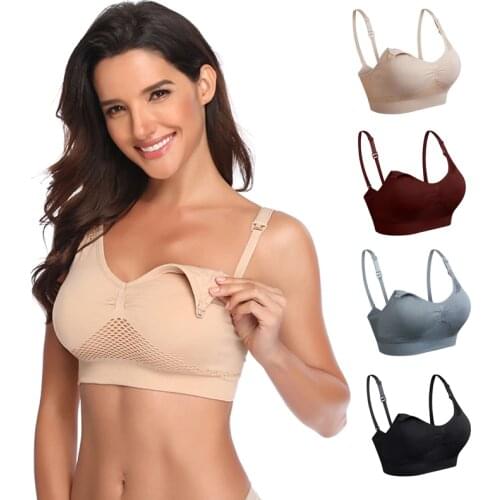 COOSHCO 2pcs Mesh Breastfeeding Bra Breathable Maternity Nursing Bra Pregnant Women Nursing Bra Wire Free Feeding Bras Mesh Bra