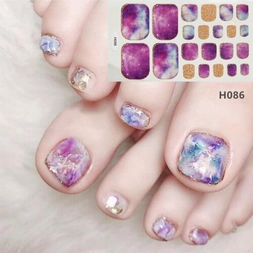 22Tips Summer Style Toenail Stickers Sparkly Powder Adhesive Toe Nail Art Polish Wraps Beauty Foot Decoration Supplies Manicure