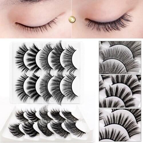 5 Pairs Multi Layered False Eyelashes Fluffy Volume Lashes 3D Layered Effect Reusable Easy to Apply False Eyelashes DL