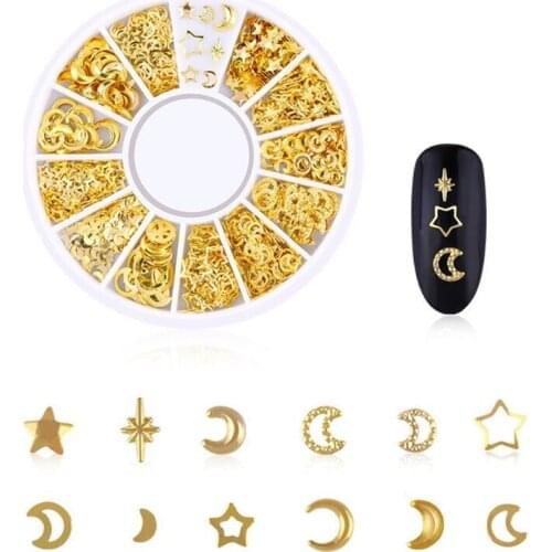 8 Boxes Heart Star Moon Mix Shape Resin Metal Material Epoxy Mold Filling Filler Dropshipping