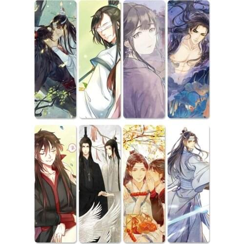 8pcs Anime Mo Dao Zu Shi Bookmarks Waterproof Transparent PVC Plastic Bookmark Beautiful Book Marks Gift