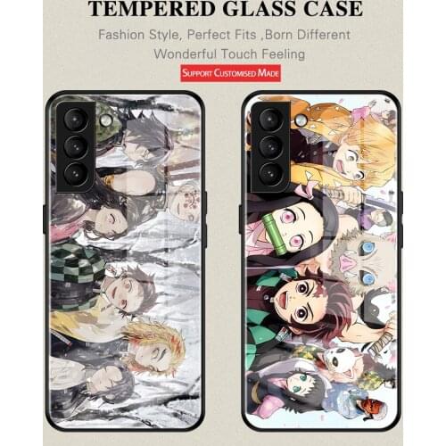 Anime Demon Slayer Agatsuma Zenitsu tempered glass shell phone case For Samsung Note8 9 10 20 S8 9 10 10E 20 20Plus 21 21Ult
