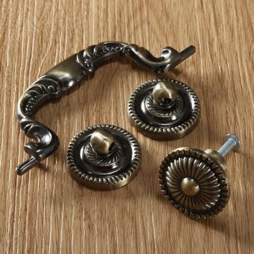 Antique Brass Door Knob Furniture Handles&Knobs Zink Alloy Cupboard Dresser Cabinet Drawer Kitchen Pulls Handle Single Hole/96mm