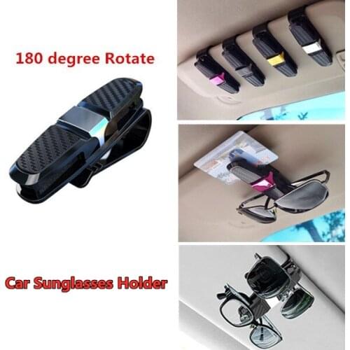 Car Sun Visor Ticket Card Sunglasses Holder / Universal Rotate Clip Holder / Carbon Fibre Multifunction car organizer