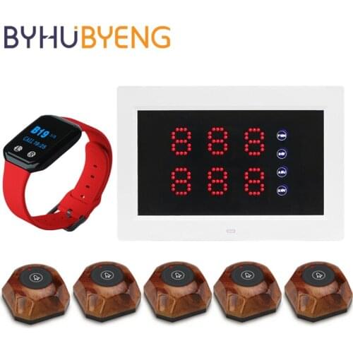 BYHUBYENG Queue Wireless Calling System Emergency Call Button Waiter Pager Watch Watches Diving Restaurant Table Numbers