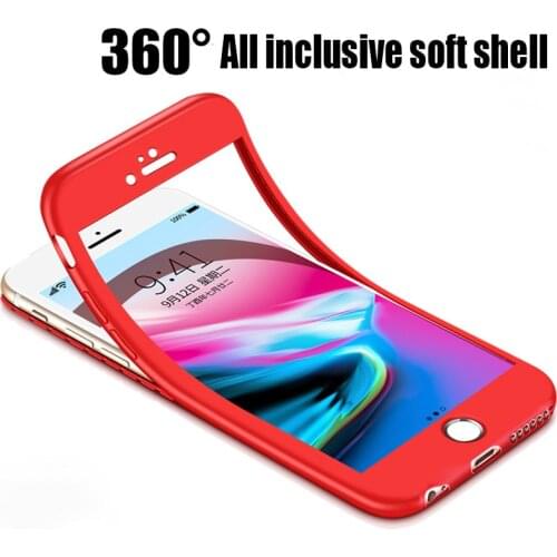 360 degree full protection case for iPhone 6 S 6S 7 8 Plus X XR XS Max 5 5s SE 6Plus 6sPlus 7Plus 8Plus Soft Silicon Cover Coque