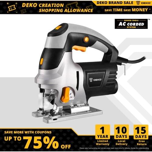 DEKO Jig Saw Electric Home Power Tools Miter saw machine DKJS80Q1 Laser Variable Speed with Metal Guide Ruler,Blade,Allen Wrench