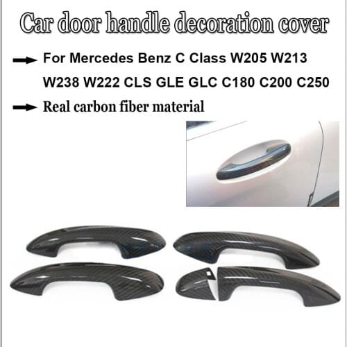 For Mercedes Benz C Class W205 W213 W238 W222 CLS GLE GLC C180 C200 C250 Carbon Fiber Auto Door Handle Trim Covers Car styling