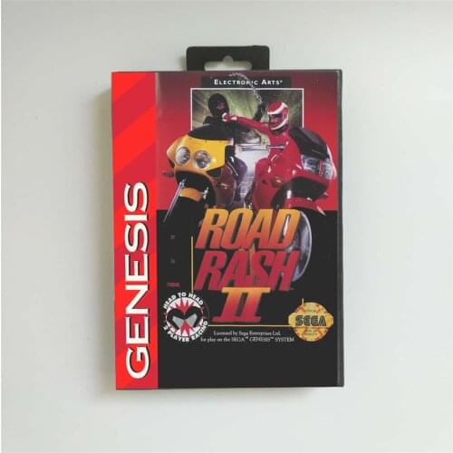 Road Rash II 2 - USA Cover With Retail Box 16 Bit MD Game Card for Sega Megadrive Genesis Video Game Console