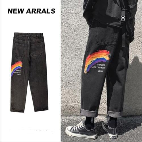 New Autumn Mens Korean Fashion Harem Blue Jeans Streetwear Baggy Jeans Casual Loose Jean Harajuku Vintage Men Cargo Pants