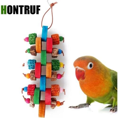 Parrot Toy Bird Toy Fruit Bite Destruction Toy Pet Toy Bird Cage Accessory Training Toy Wooden Bite Toy