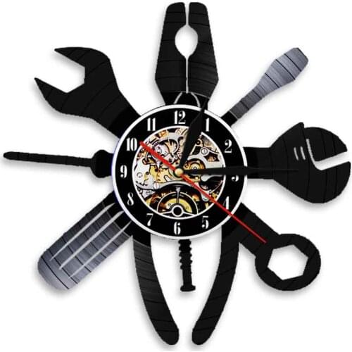 Repairing Tools Wall Clock Modern Design Make Of Vinyl Record 12" Slient Quartz Decorative Clock Unique Wall Art Decor