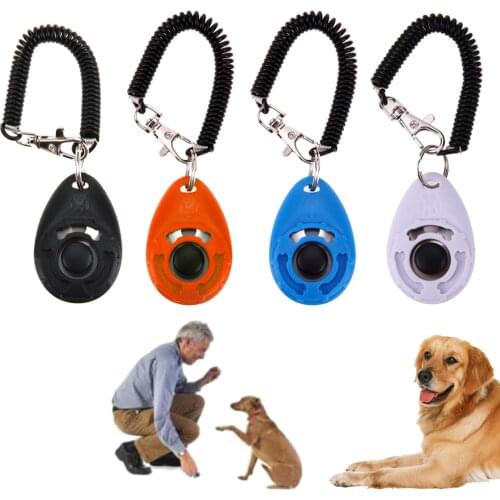1PC Pet Cat Dog Training Clicker Plastic New Dogs Click Trainer Aid Too Adjustable Wrist Strap Sound Key Chain dog Repeller