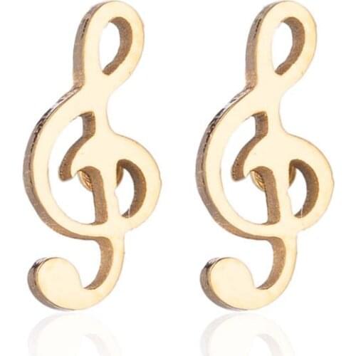 Korean Fashion Stainless Steel Music Note Earrings For Women Kids Tiny Minimalist Stud Earings Musical Jewelry Birthday Gift