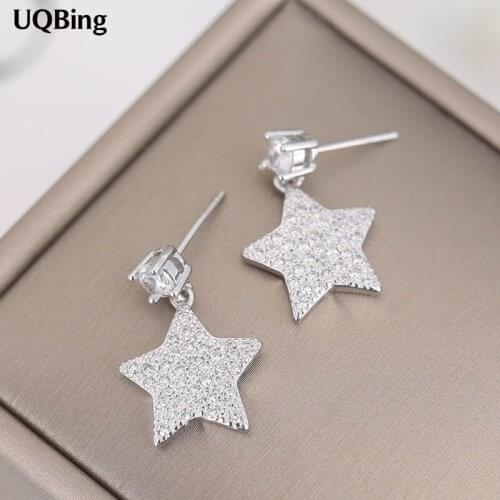 Korean Full Rhinestone Star Stud Earrings 925 Sterling Silver Stud Earrings Jewelry Pendientes Brincos Fashion Jewelry