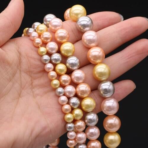 6/8/10mm Sliver Pink Round Imitation Pearls High Quality Shell Beads for Jewelry Making DIY Trendy Bracelet Earrings Crafts