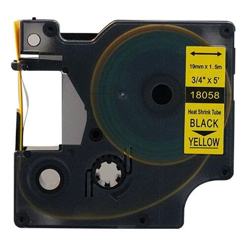 DYMO Rhino tapes 18058 RS11Y black on yellow heat shrink tube tape 19mm*1.5m
