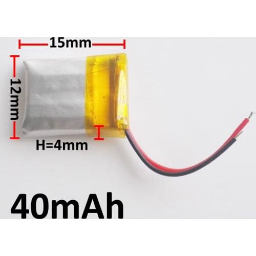 401215 3.7V 40mAh lithium polymer Lipo rechargeable battery for MP3 MP4 MP5 DIY bluetooth headset smart watch video pen