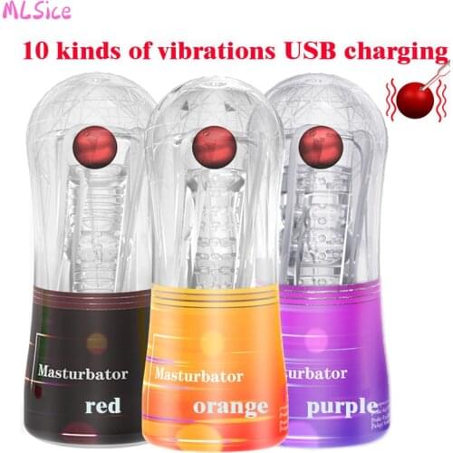Male Masturbation Cup Pocket Pussy Bullet USB Charging Vibrator Glans Stimulator Sucking Oral Sex Airplane Cup Sex Toys For Men