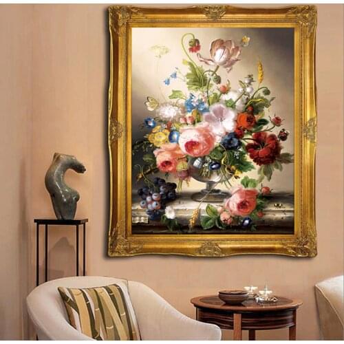 Needlework DIY Cross stitch For Full Embroidery kit Wine glass rose flowers painting on canvas cross-stitch sets Wall Home Decor