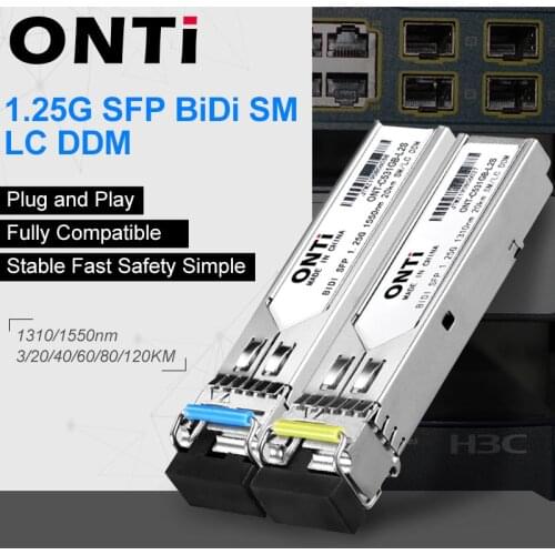 ONTi Gigabit SFP Module SM LC WDM 1.25G Bidi Single Mode Fiber Optical Transceiver Compatible with Cisco Switch