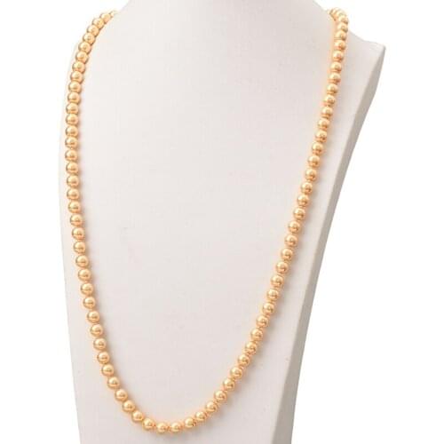 Pearl sweater necklace Yellow Pearl Multicolor 8mm For Diy Long Imitation Pearls Enchanted Necklace Female Jewelry Wholesale 36"