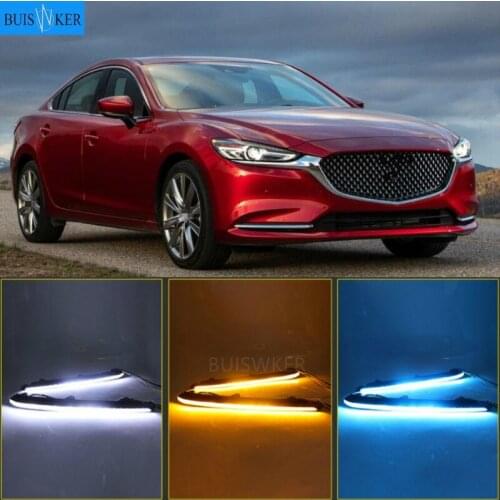 2PCS Flowing Yellow Turn Signal Waterproof ABS Car DRL Lamp LED Daytime Running Light For Mazda 6 Atenza 2020 2021