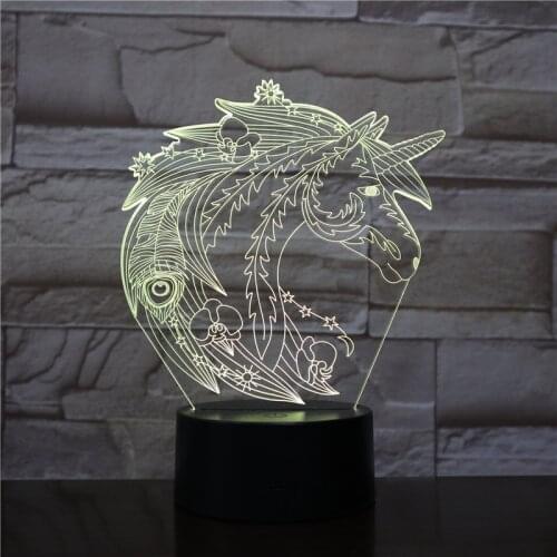Bedside Unicorn 3D Lamp USB LED Night Light Baby Illusion Nightlight Touch Sensor Bluetooth Speaker Home Decoration Kids Gift