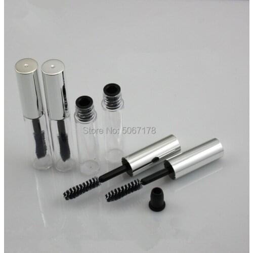 30pcs 4ml Empty Mascara Tube Eyelash Cream Vial/Liquid Bottle Sample Cosmetic Container with Leakproof Inner Silver/Black Cap