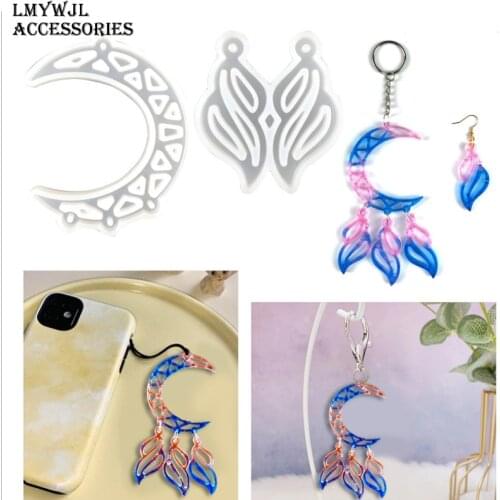 DIY Epoxy Tassel Moon Dream Catcher Earring Pendant Mold Used To Make Phone Case Keychain Pendant Material Resin Silicone Mold