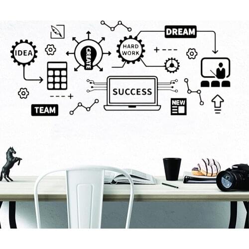 Success Wall Stickers Working Gear Office Art Decor Vinyl Company Home Interior Window Blackboard Self-adhesive Decals Y457