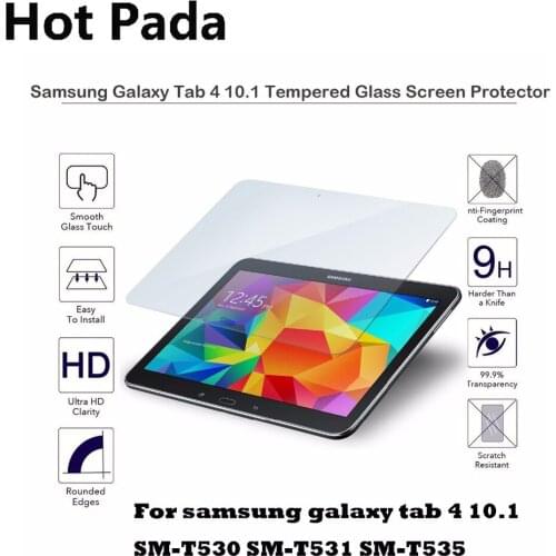 Hot Pada glass screen protector for samsung galaxy tab 4 10.1 SM-T530 T531 T535 anti-explosion protective tablet film
