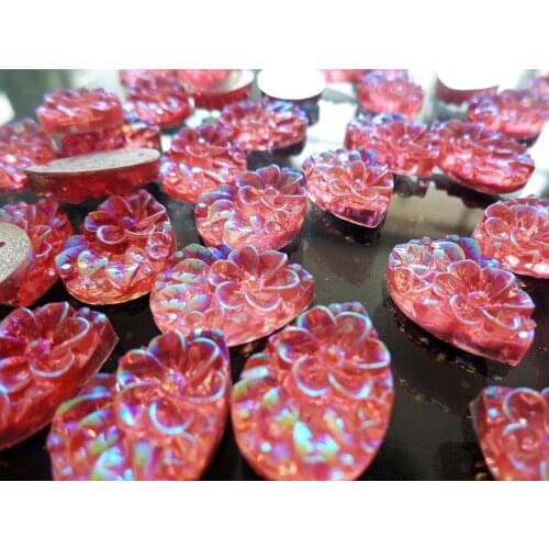 100pcs 13*18mm drop shape Pink AB colour crystal sew on rhinestone Parquet flatback resin gem stones