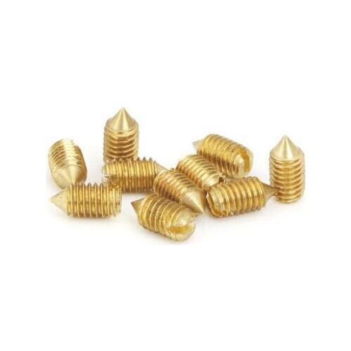 20pcs M3 brass tip screws bolt slotted tips tightening machine meter headless stop screw bolts 3mm-8mm length