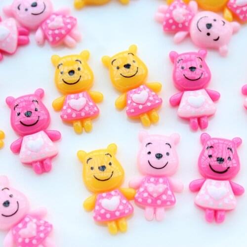 200pcs lovely smiling Bear Resin Cabochons, Resin Animal mix color Bear Flat Backs, Resin Bear, Kawaii, Decoden Supplies