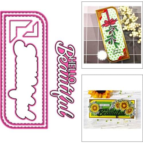 2020 New Stitched Frame Layered Metal Cutting Dies Corner and Word Hello Shadow Die Scrapbooking For Craft Card Making no Stamps