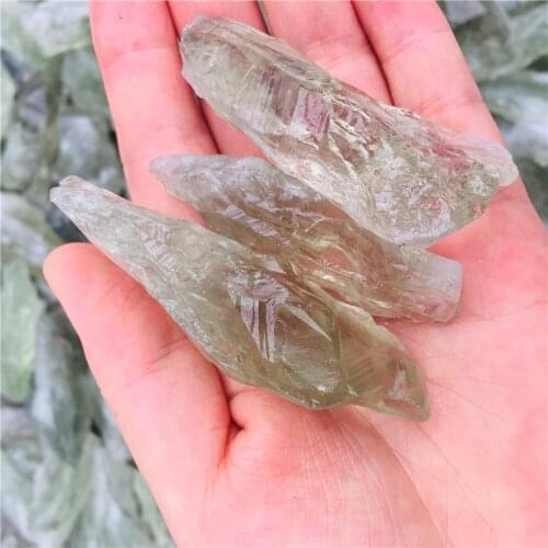 3pc Rough natural crystal rod green crystal quartz point specimen mineral decoration