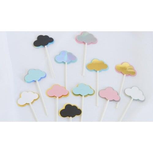 3pcs Cute Clouds Balloon Cupcake Cake Baking Topper Decor Cake Topper Birthday Party Baking Decoration Supplies
